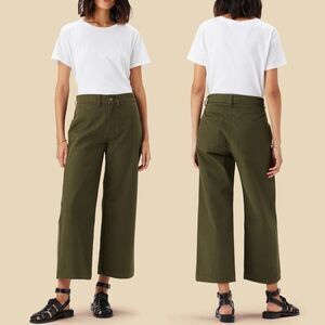 AMOUR VERT Size 2 NWT Wide Leg Utility Pant Calla Green 100% Cotton Twill Pants